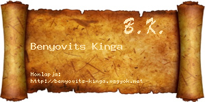 Benyovits Kinga névjegykártya